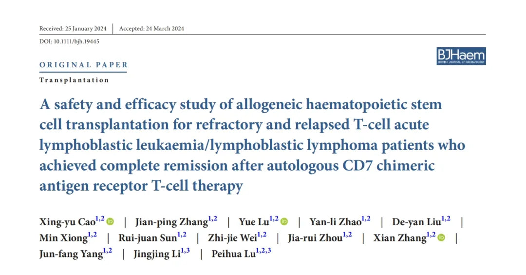 Dr. Xingyu Cao: CD7 CAR-T Combined with Allogeneic Hematopoietic Stem Cell Transplantation (allo-HSCT) Improves Survival in r/r T-ALL/LBL Patients